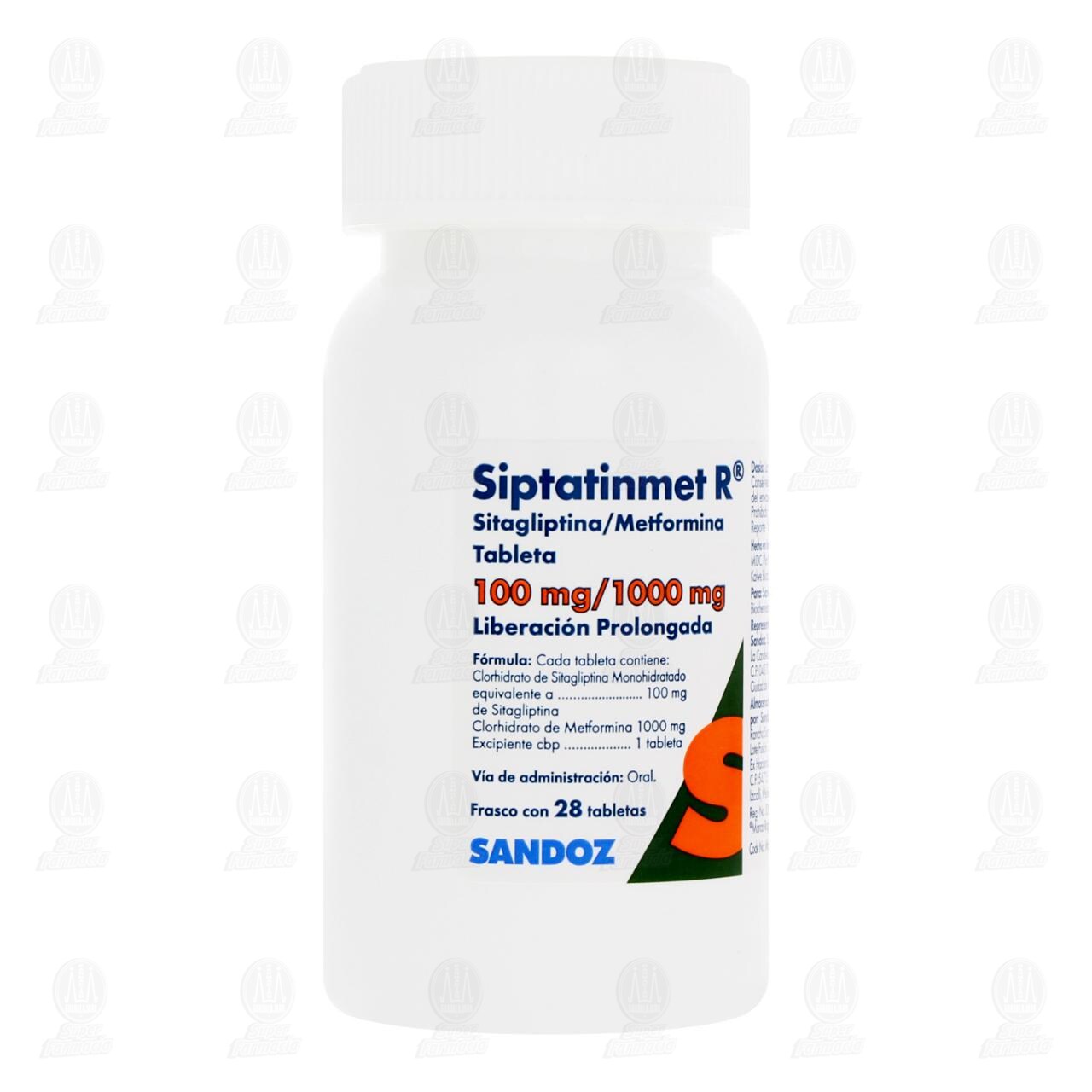 Siptatinmet R 100mg/1000mg, 28 Tabletas. image number 0