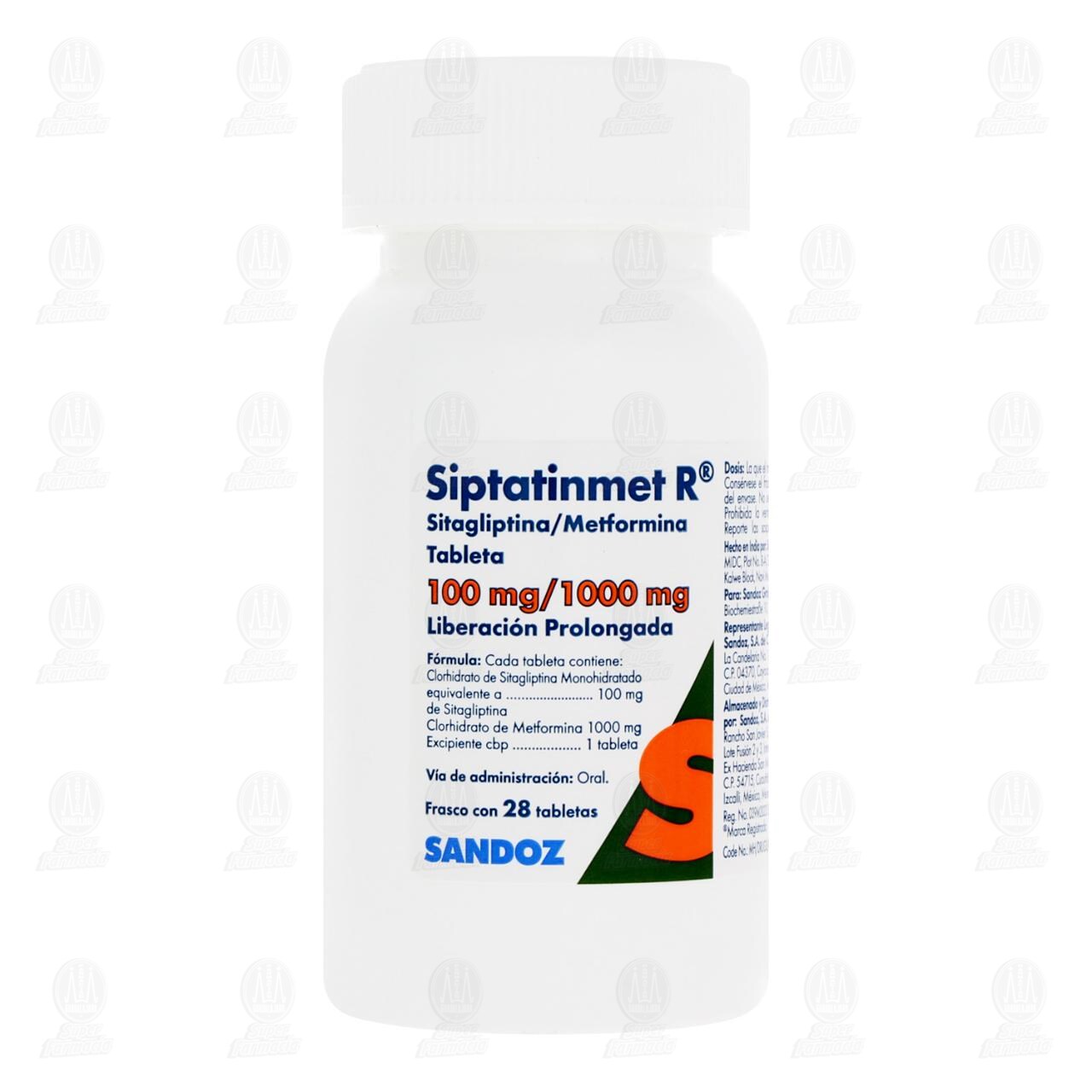 Siptatinmet R 100mg/1000mg, 28 Tabletas. image number 1