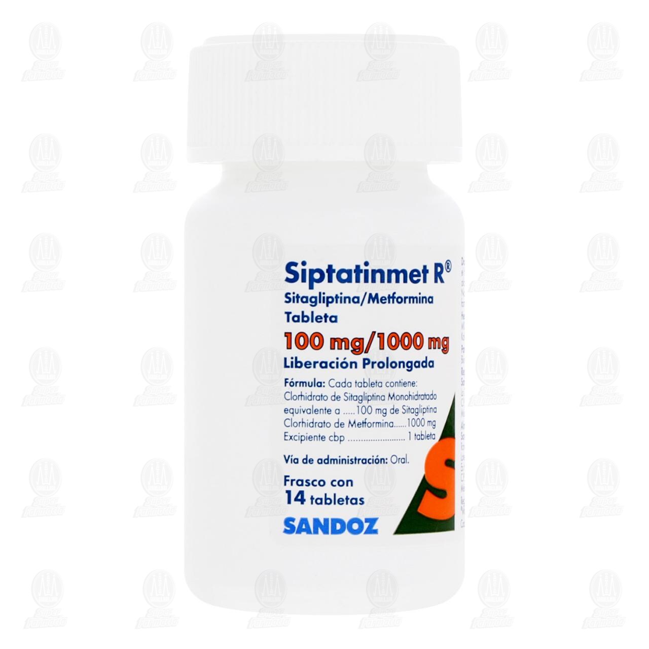 Imagen para Siptatinmet R 100mg/1000mg, 14 Tabletas.