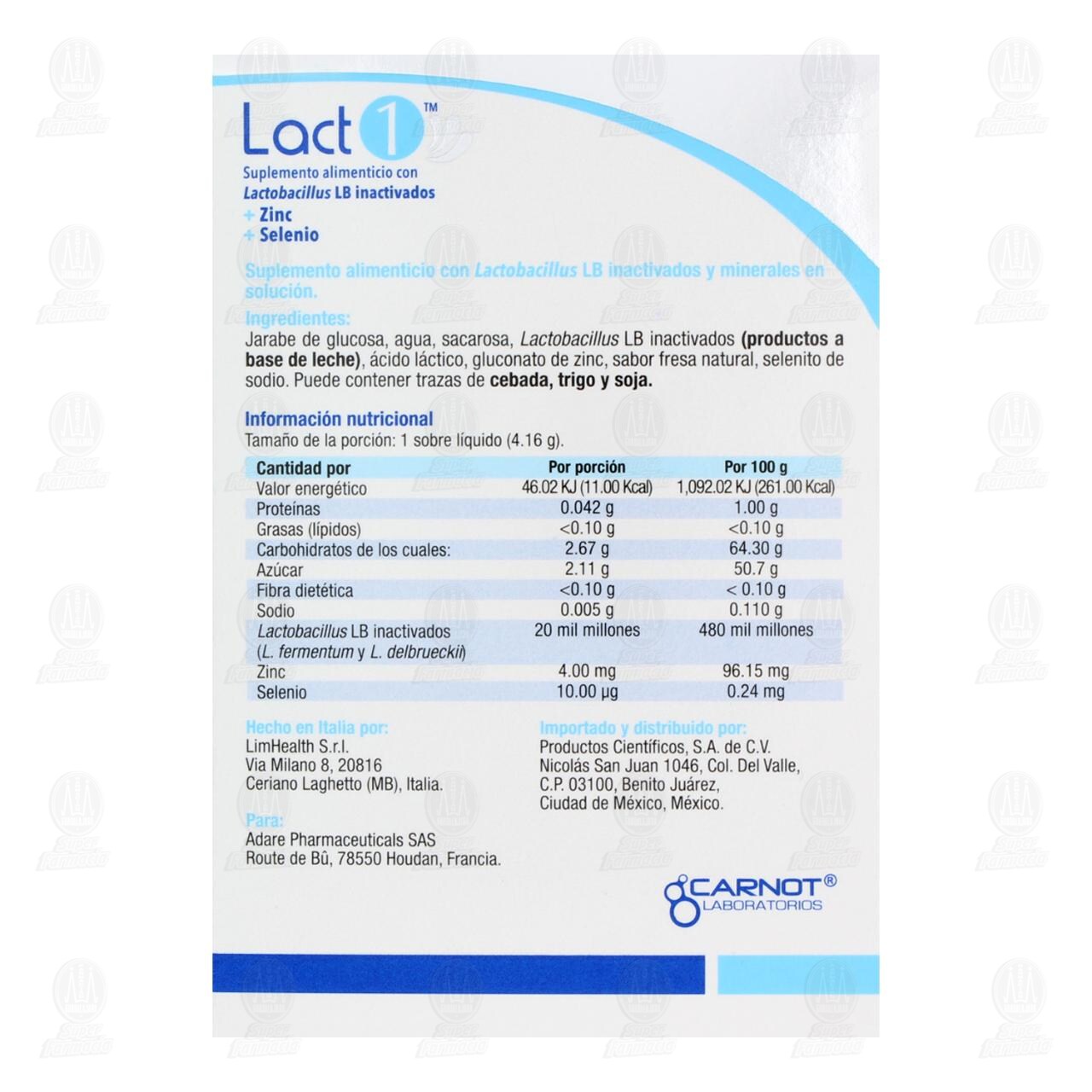 Suplemento Alimenticio Lact1 20 Mil Millones, 10 sobres. image number 2
