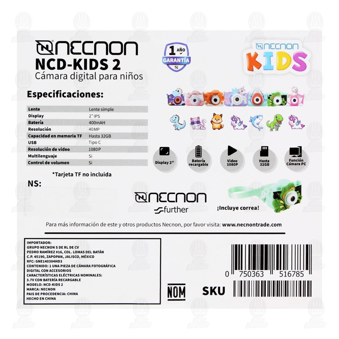 C&aacute;mara Digital para Ni&ntilde;os Necnon NCD-Kids 2, 1 pz. image number 2