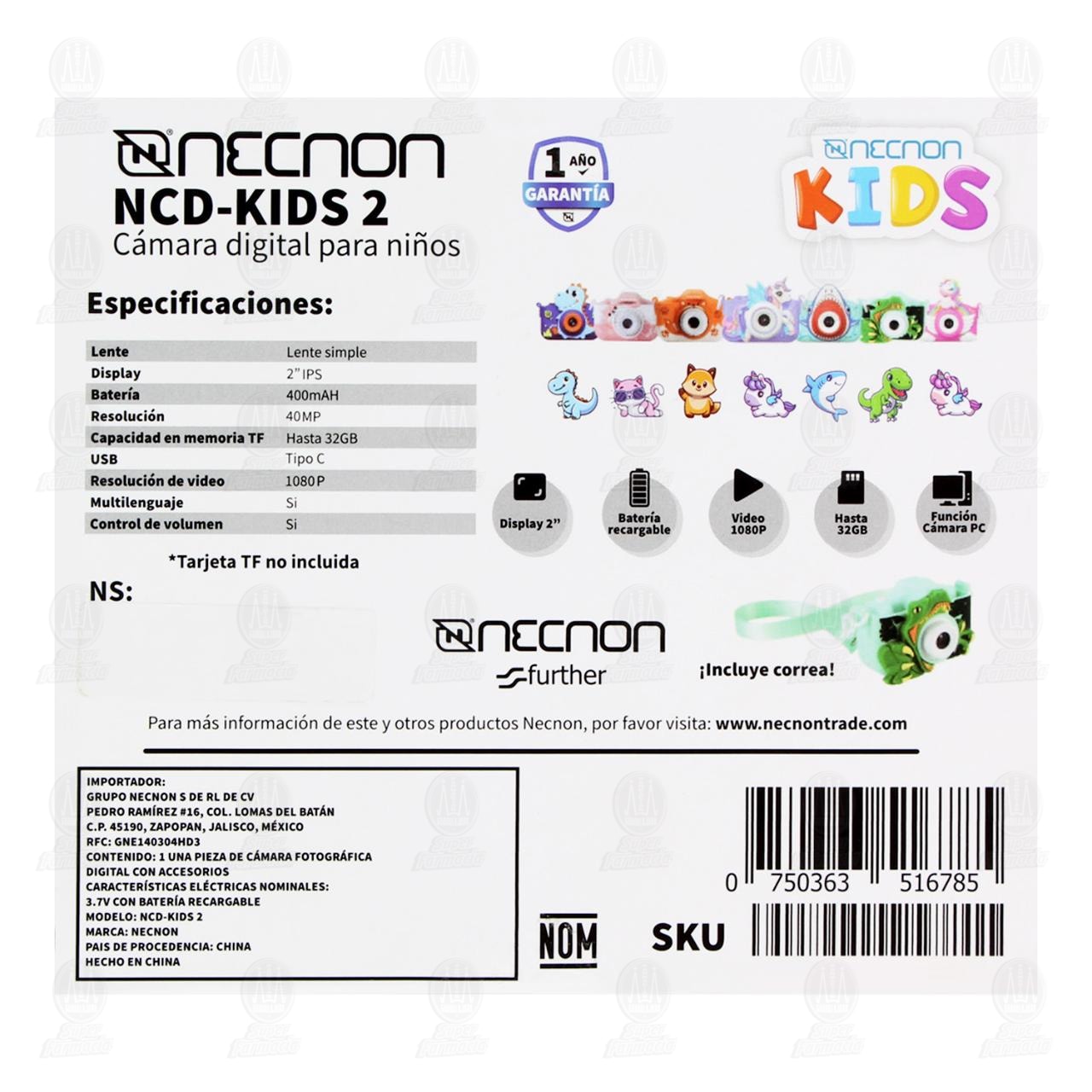 C&aacute;mara Digital para Ni&ntilde;os Necnon NCD-Kids 2, 1 pz. image number 2
