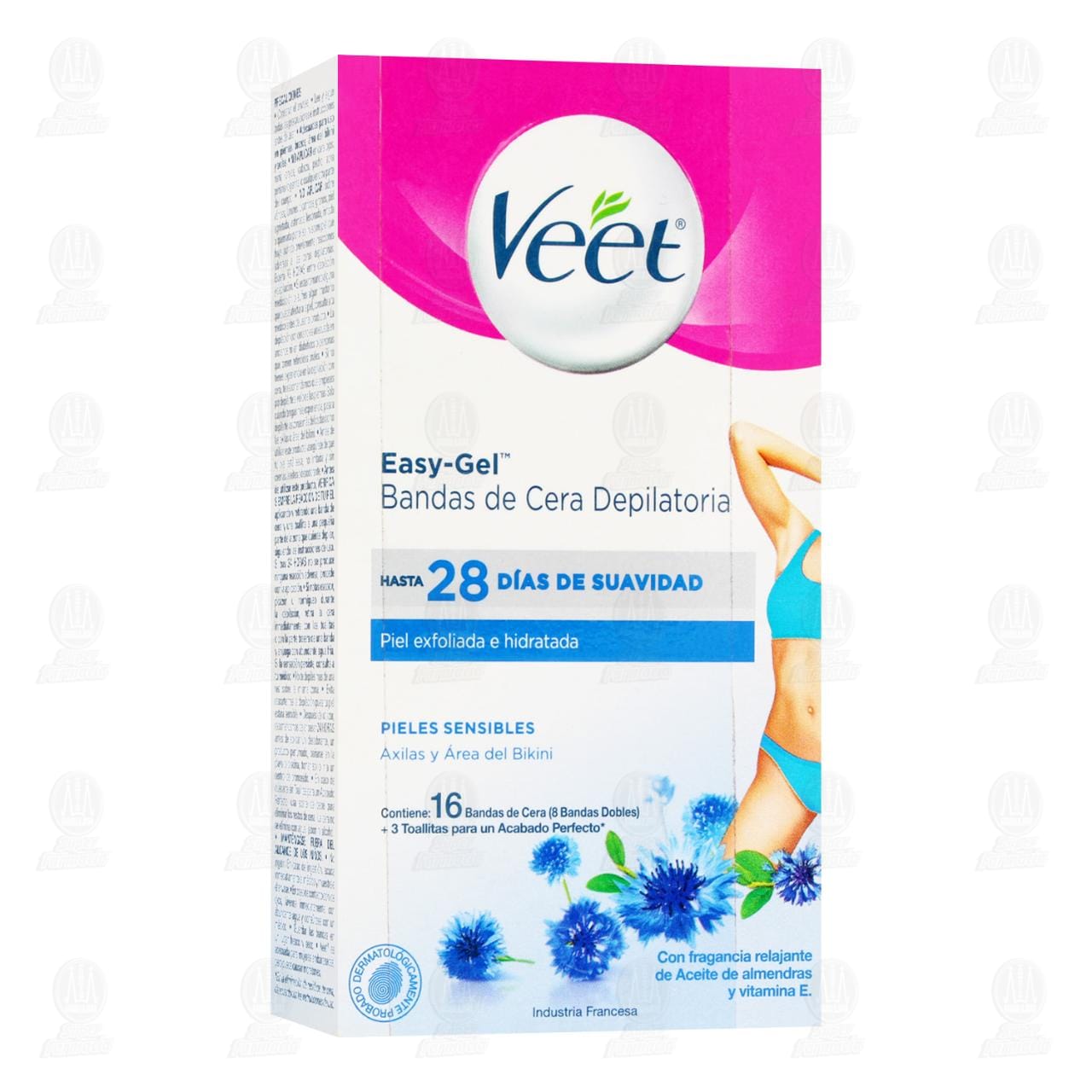 Imagen para Bandas de Cera Depilatoria Veet Easy-Gel Pieles Sensibles Axilas y Área del Bikini, 8 pzas.