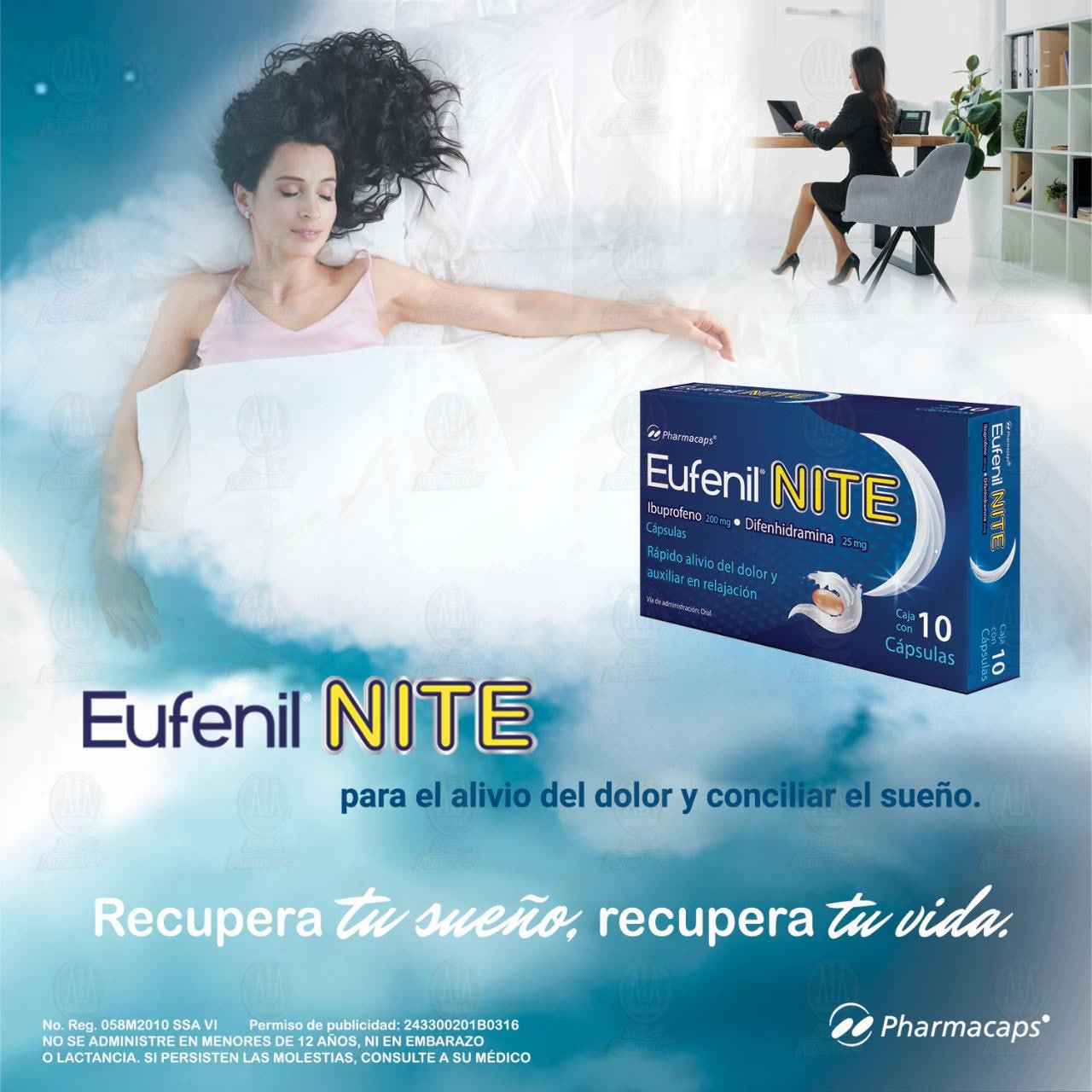 Eufenil Nite 200mg/25mg, 10 C&aacute;psulas. image number 3