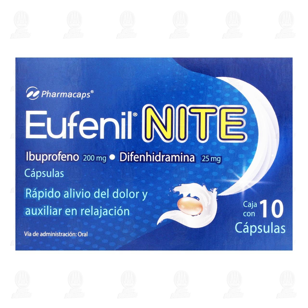 Eufenil Nite 200mg/25mg, 10 C&aacute;psulas. image number 1