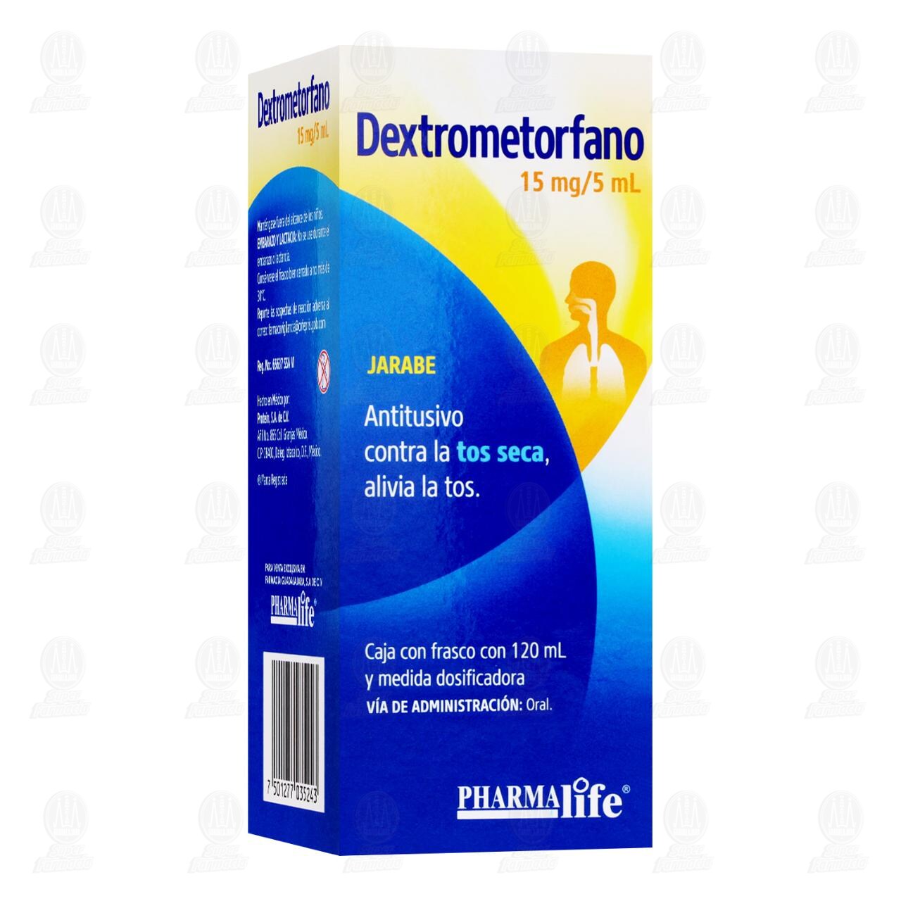 Dextrometorfano 15mg/5ml, 120 ml Pharmalife. image number 0