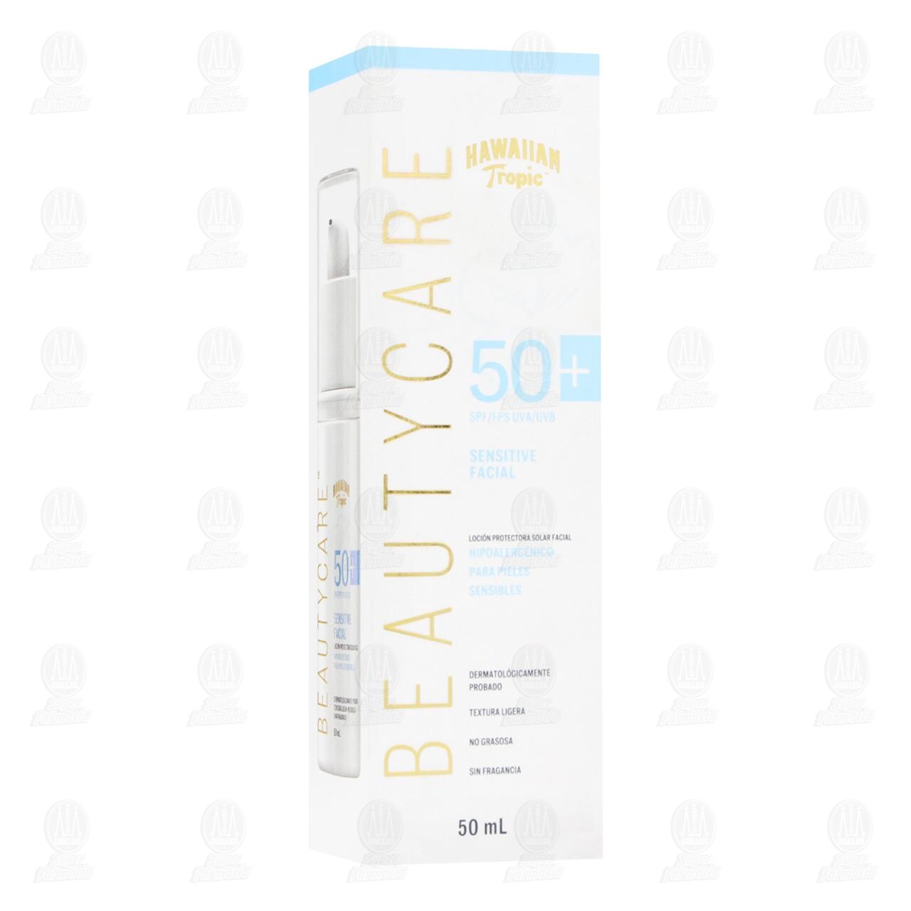 Loci&oacute;n Protectora Hawaiian Tropic Beautycare Facial 50+SPF para Pieles Sensibles, 50 ml. image number 0