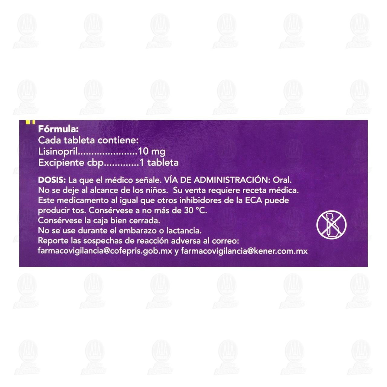 Lisinopril 10 mg, 30 Tabletas Pharmalife. image number 2