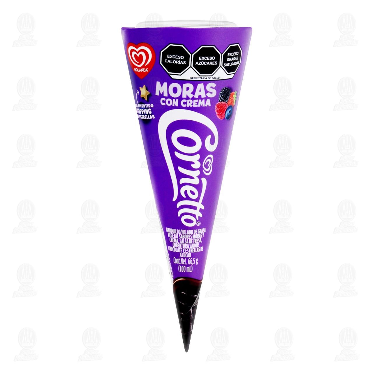 Imagen para Barquillo Cornetto Moras con Crema, 100 ml.