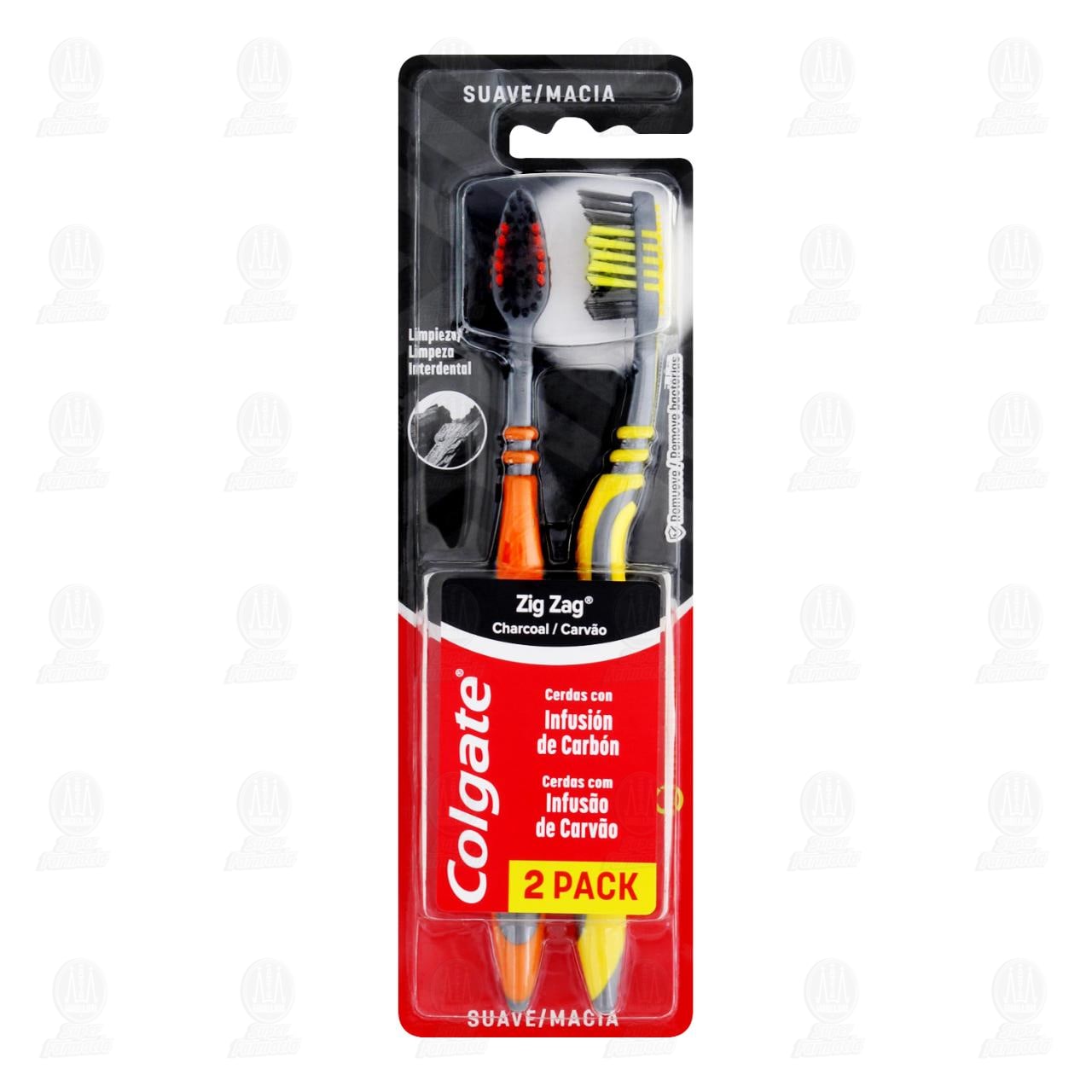 Cepillo Dental Colgate Zig Zag Carb&oacute;n, 2 pzas.