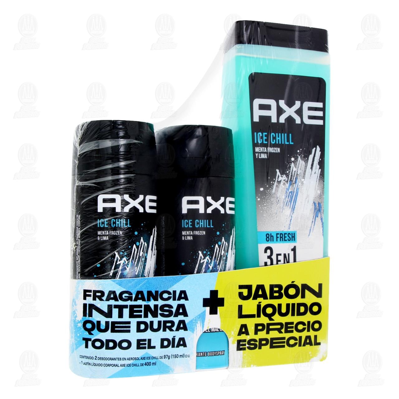 Imagen para Pack Axe Ice Chill Precio Especial 2 Desodorantes de 150 ml c/u + Jabón Líquido Corporal de 400 ml, 3 pzas.