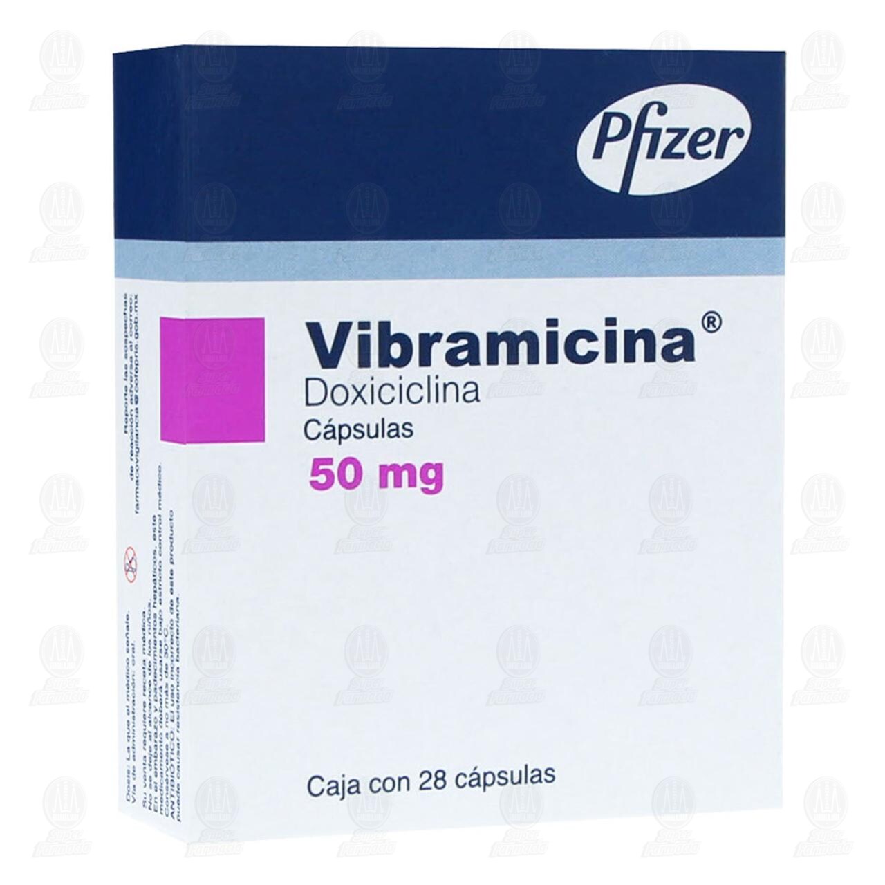 Vibramicina 50 mg, 28 C&aacute;psulas.