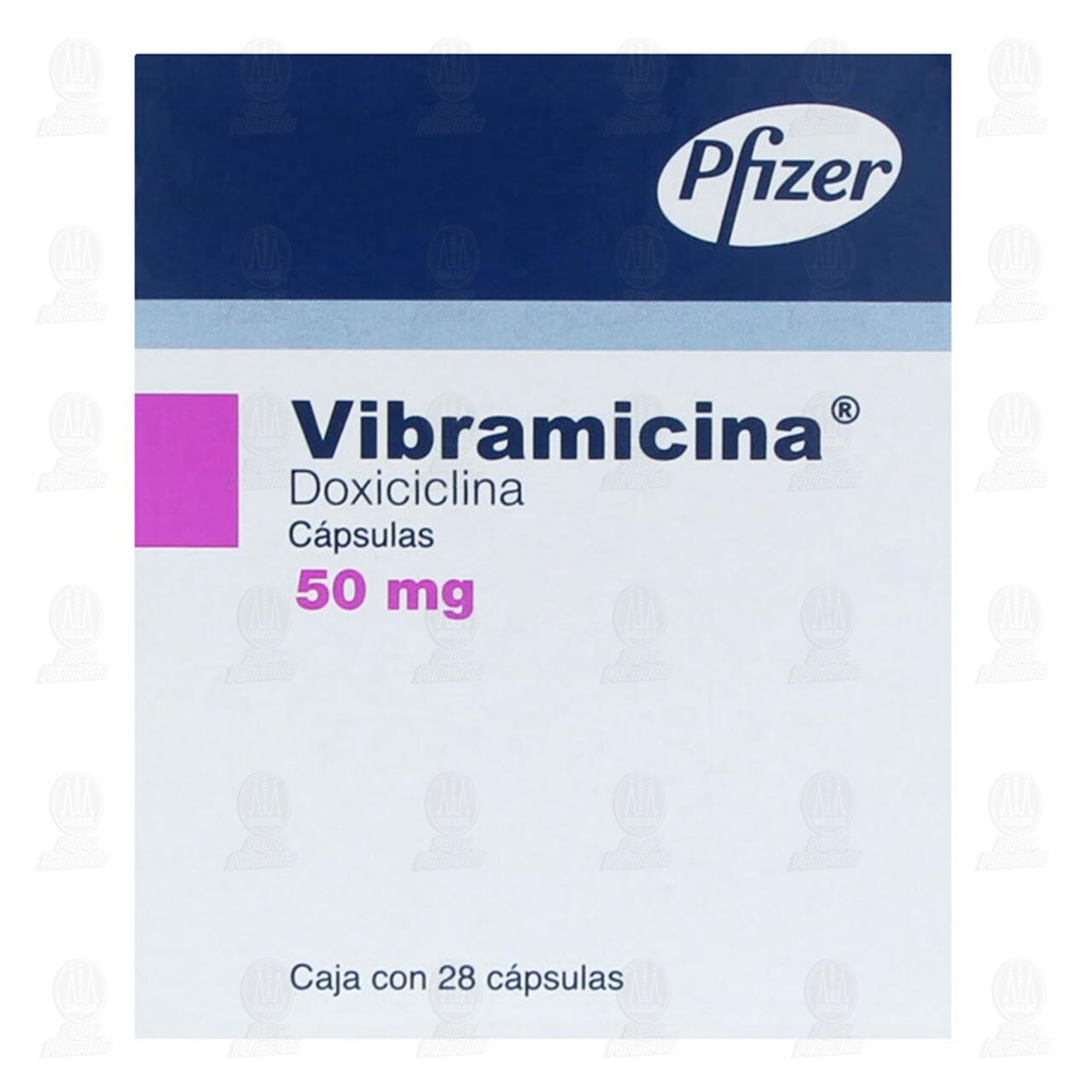 Vibramicina 50 mg, 28 C&aacute;psulas. image number 1