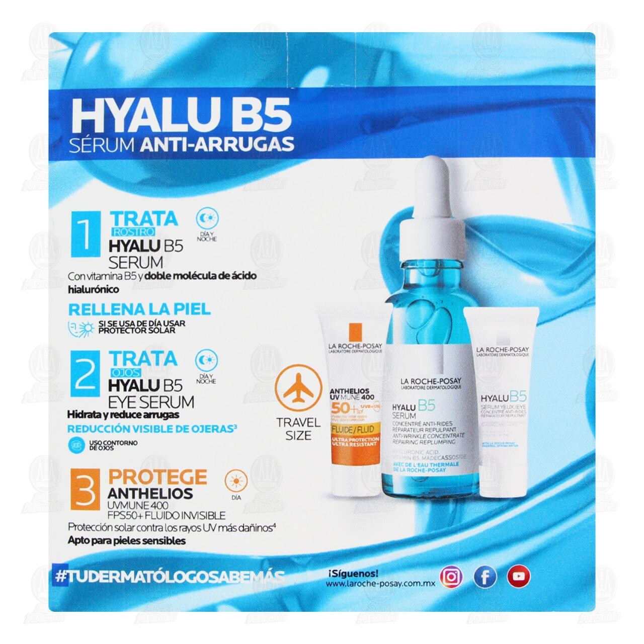 Pack Hyalu B5 La Roche Posay 1 S&eacute;rum Anti-Arrugas + 2 Regalos 1 Hyalub B5 S&eacute;rum y 1 Anthelios UV Mune 50+, 3 pzas. image number 2