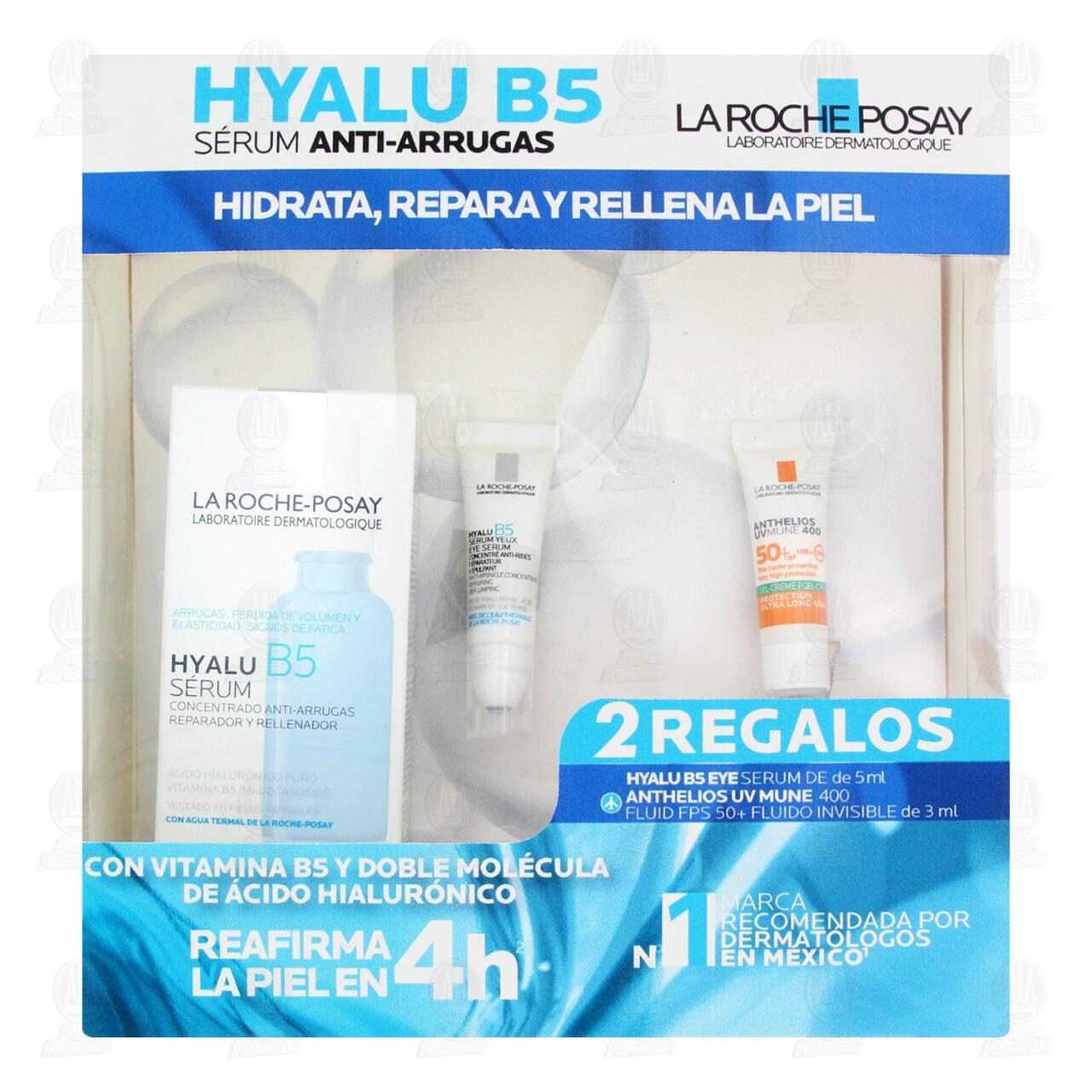 Pack Hyalu B5 La Roche Posay 1 S&eacute;rum Anti-Arrugas + 2 Regalos 1 Hyalub B5 S&eacute;rum y 1 Anthelios UV Mune 50+, 3 pzas. image number 1