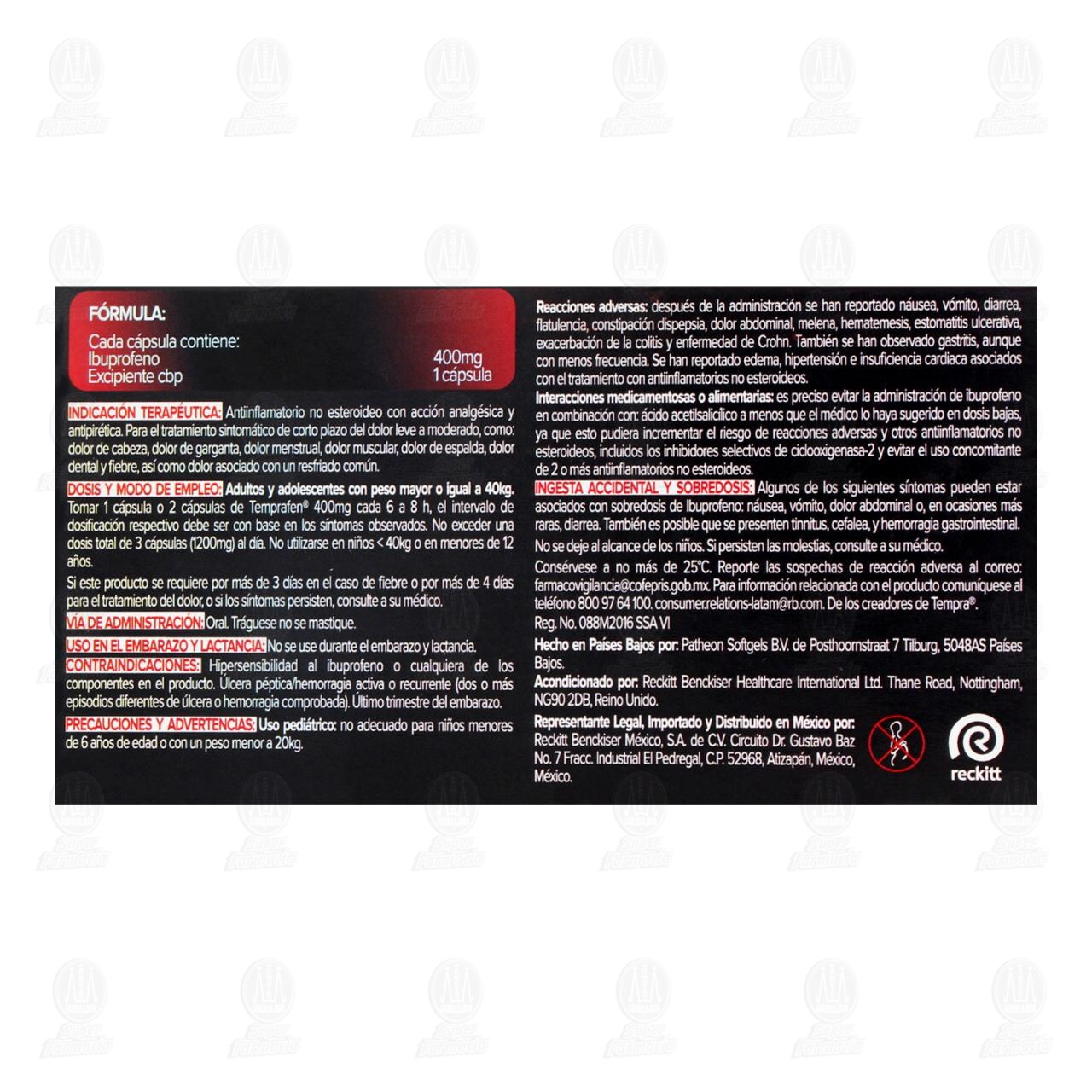 Tempra Fen 400 mg, 20 Cápsulas. image number 2