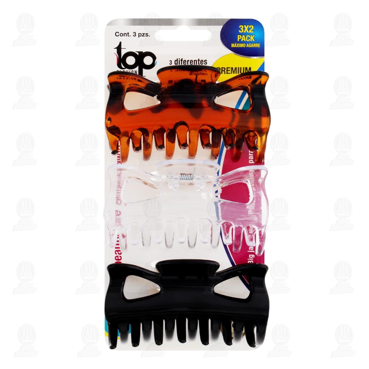 Imagen para Pinzas Grandes para el Cabello Top Fashion, 3 pzas.