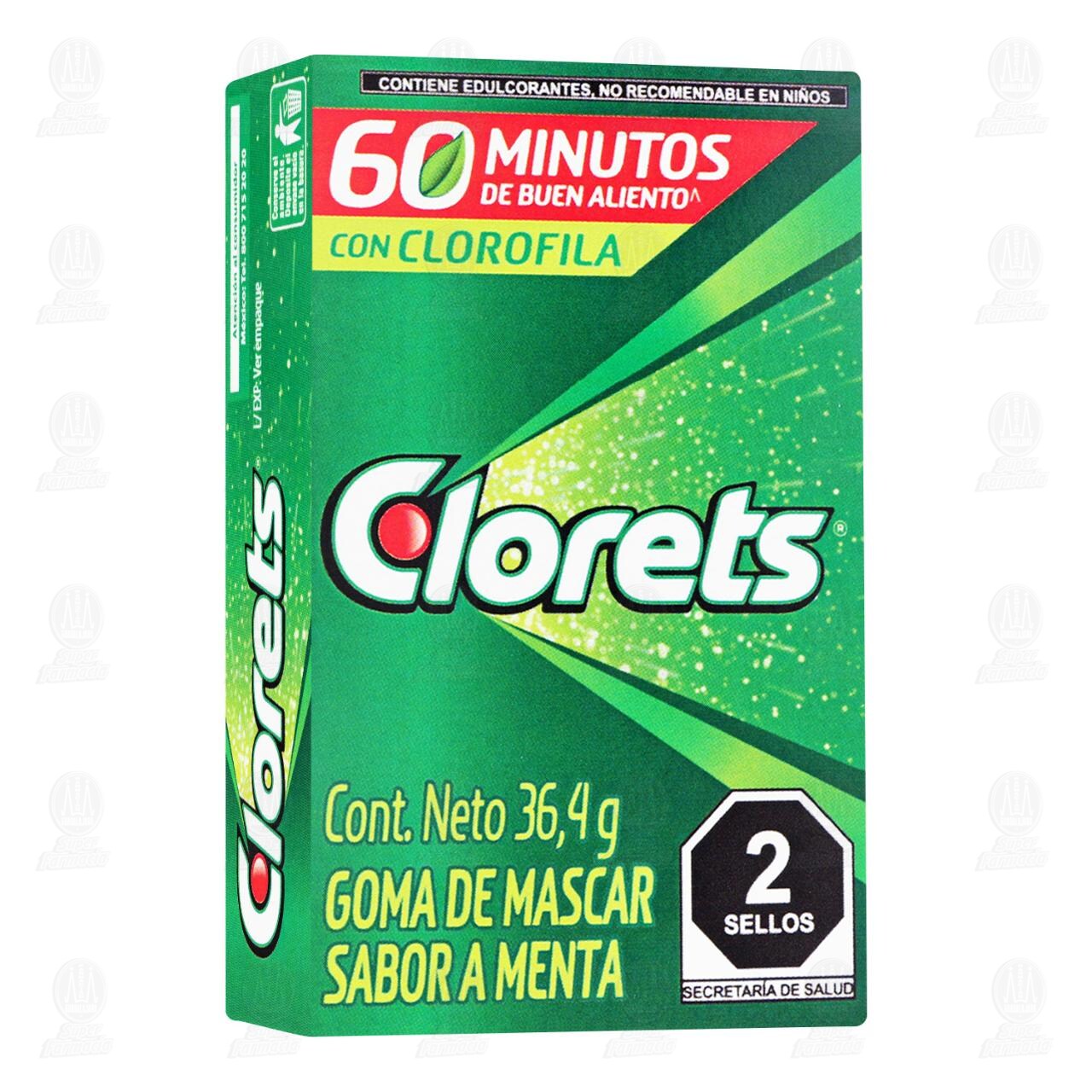 Goma de Mascar Clorets Sabor Menta, 34.4 gr.