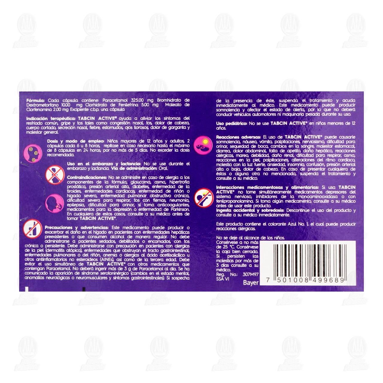 Tabcin Active Ayuda en el Alivio de la Gripe y Tos, 12 Cápsulas. image number 2