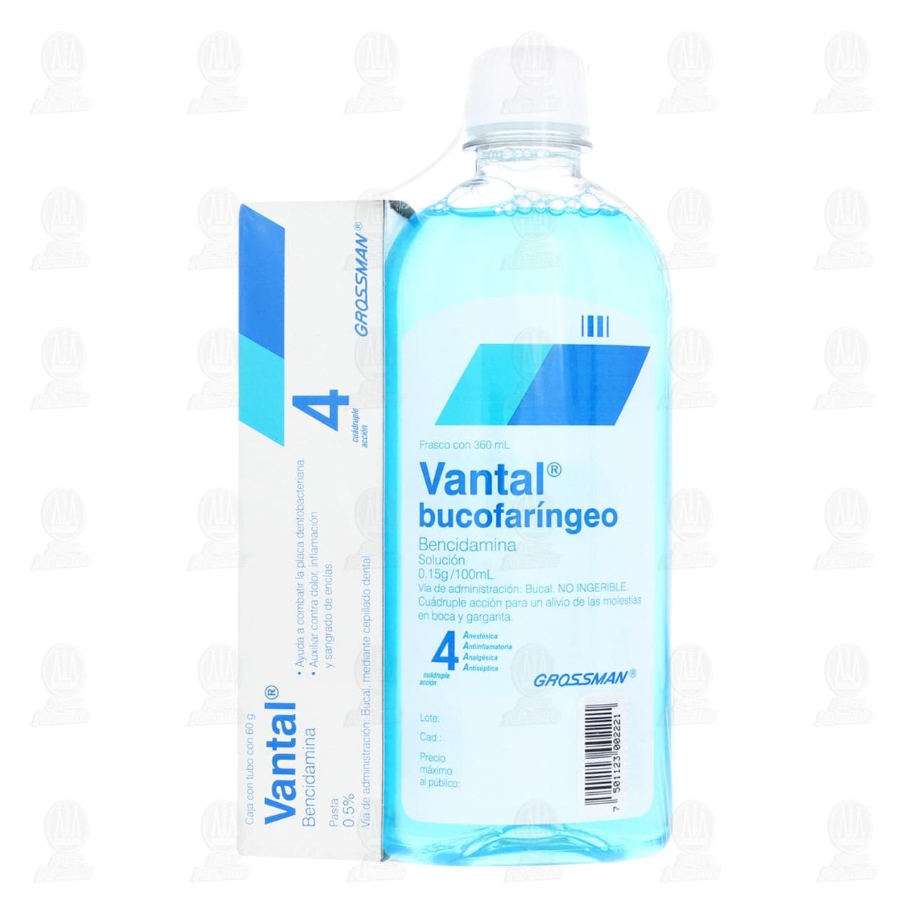 Pack Vantal Bucofar&iacute;ngeo 0.15g/100ml m&aacute;s Vantal Pasta 0.5%, 2 pzas. image number 1