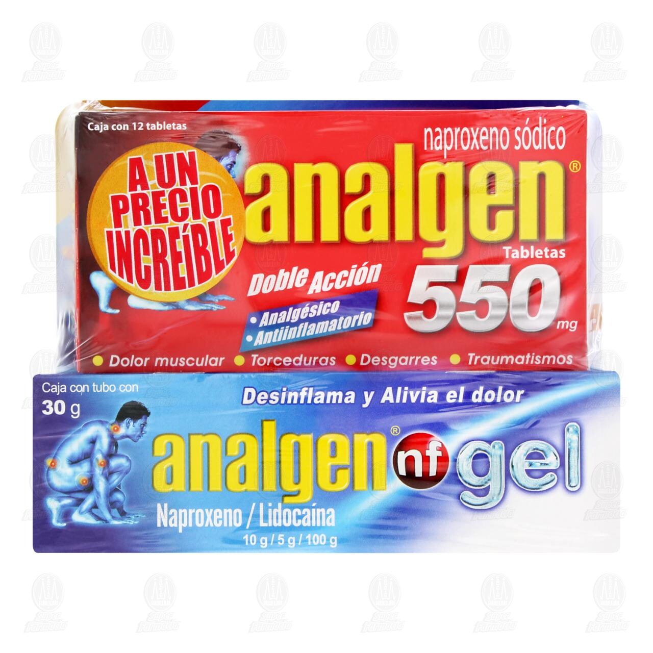 Pack Analgen 550 mg con 12 Tabletas m&aacute;s Analgen NF Gel de 30 gr, 2 pzas. image number 1