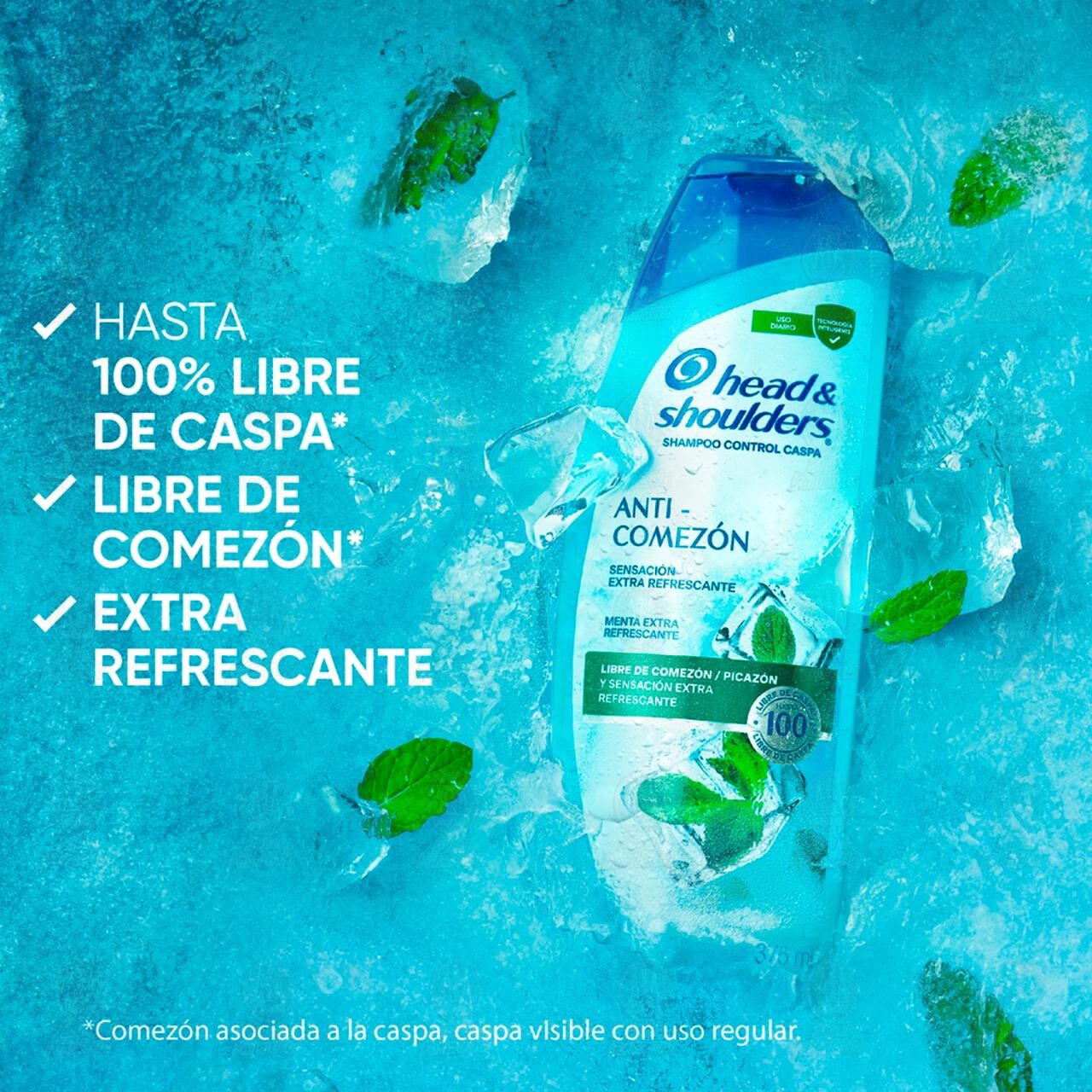 Shampoo Head & Shoulders Anti-Comez&oacute;n Menta Refrescante, 375 ml. image number 3