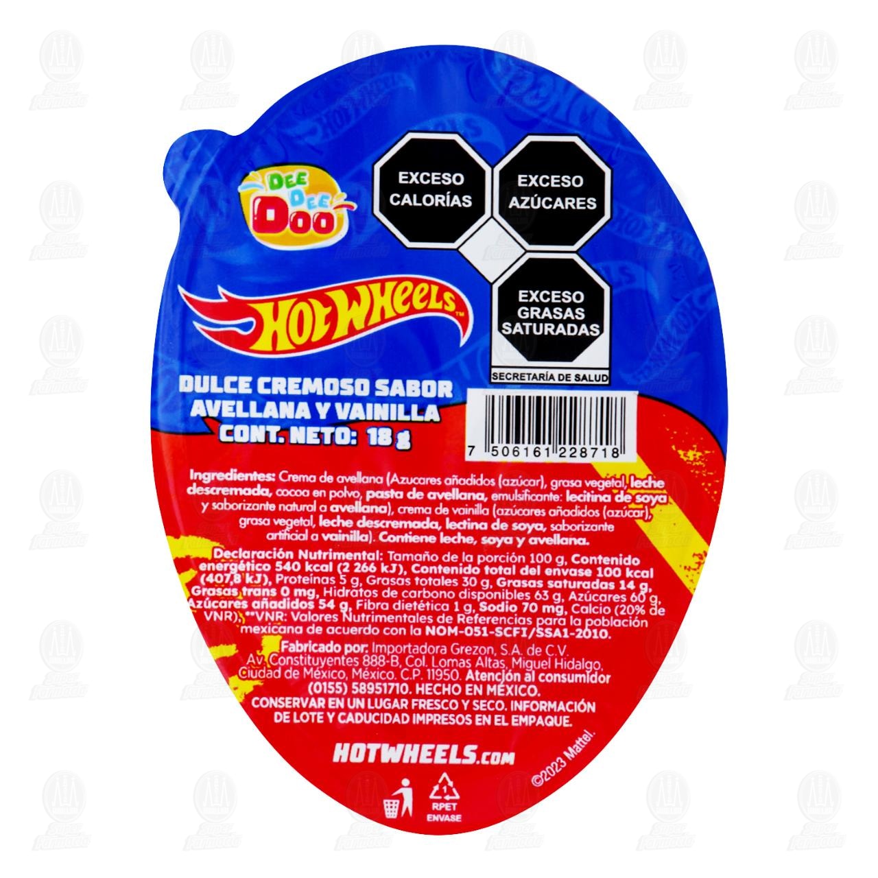 Imagen para Dulce Cremoso Dee Dee Doo Hot Wheels Sabor Avellana y Vainilla, 18 gr.