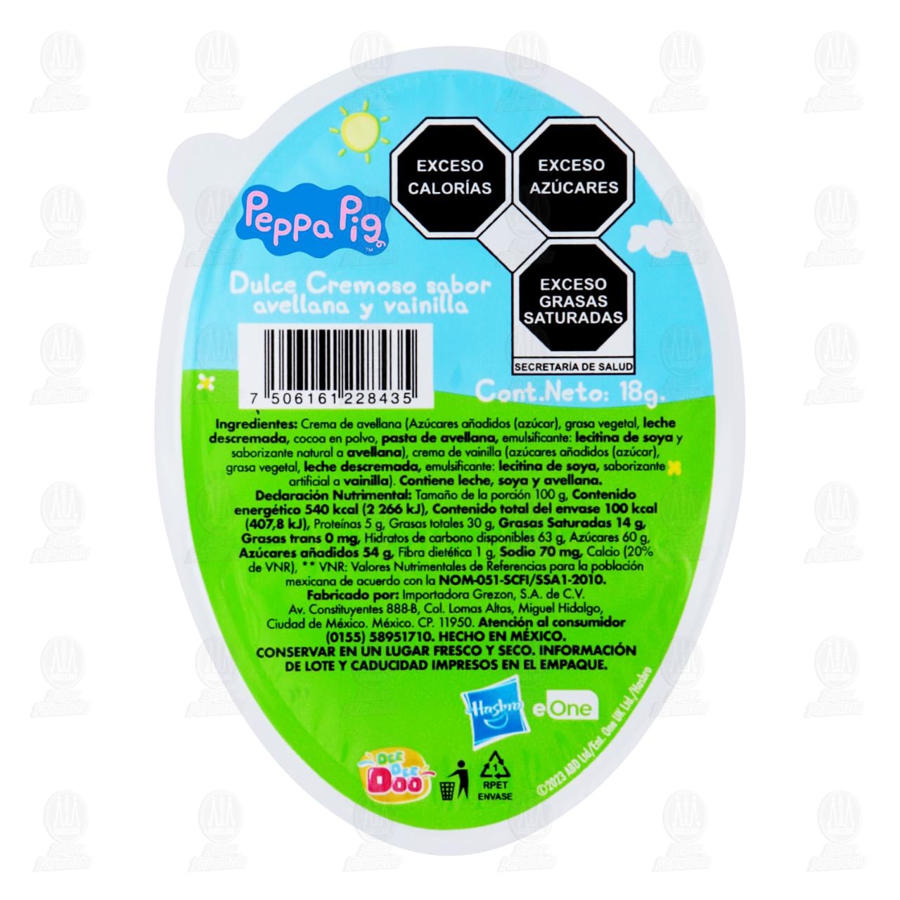 Imagen para Dulce Cremoso Dee Dee Doo Peppa Pig Sabor Avellana y Vainilla, 18 gr.