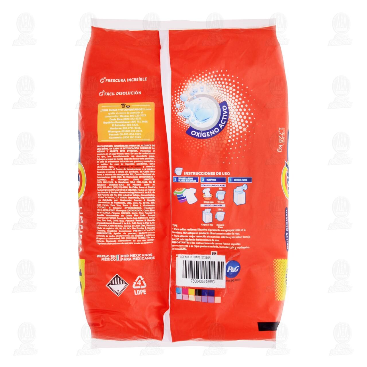 Detergente en Polvo Ace Limpieza Instant&aacute;nea, 1.728 gr. image number 1