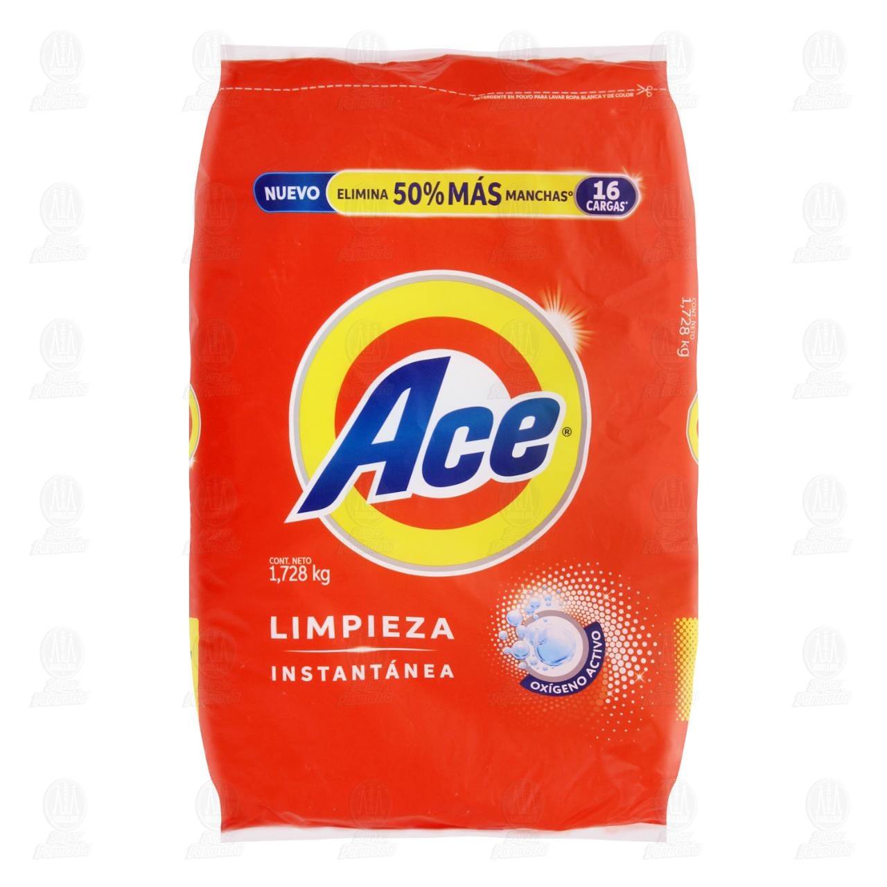 Detergente en Polvo Ace Limpieza Instant&aacute;nea, 1.728 gr.