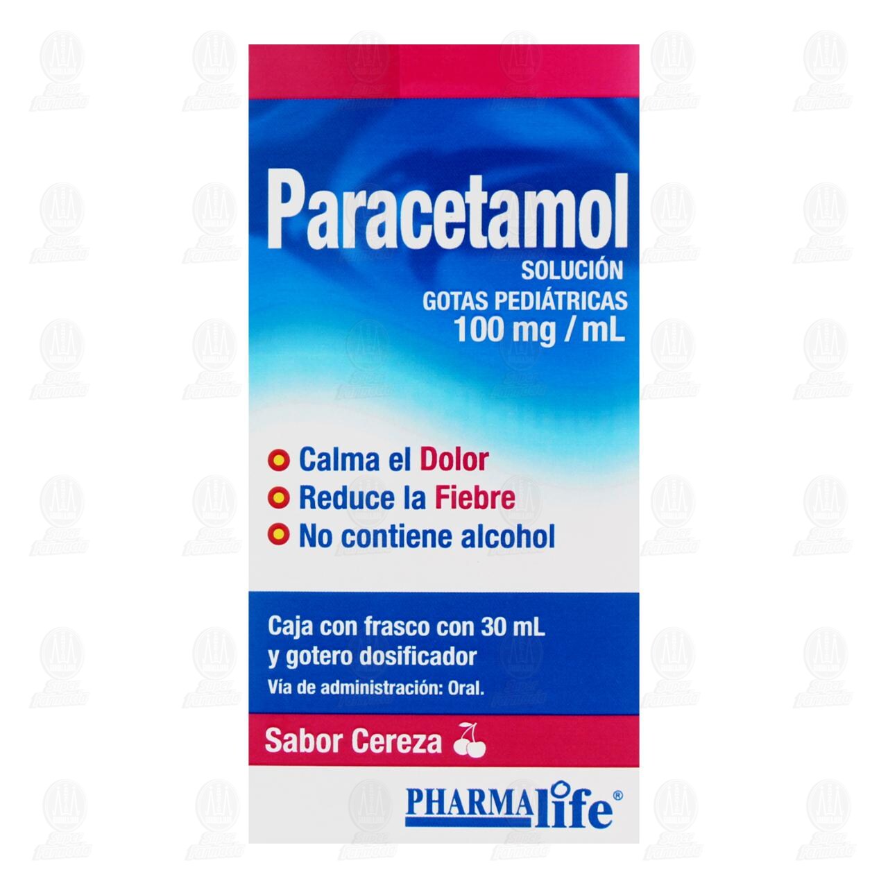 Paracetamol 100mg/ml Soluci&oacute;n Gotas Pedi&aacute;tricas Pharmalife Sabor Cereza, 30 ml. image number 1