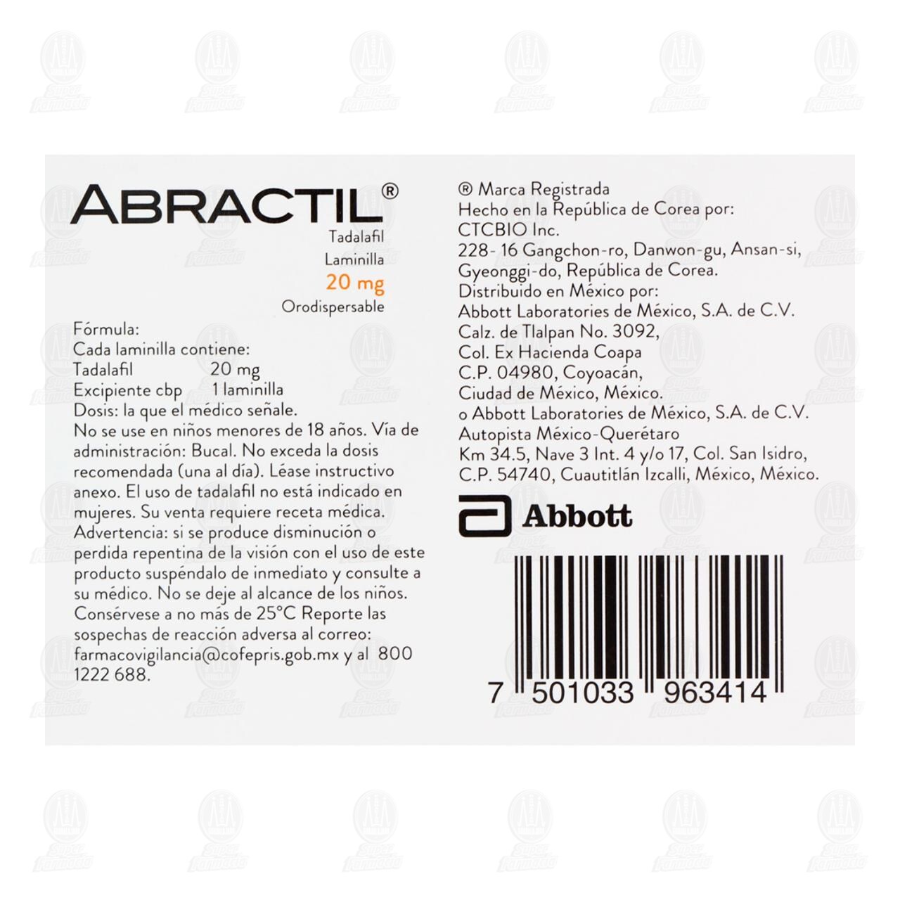 Abractil 20 mg, 1 Laminilla. image number 2