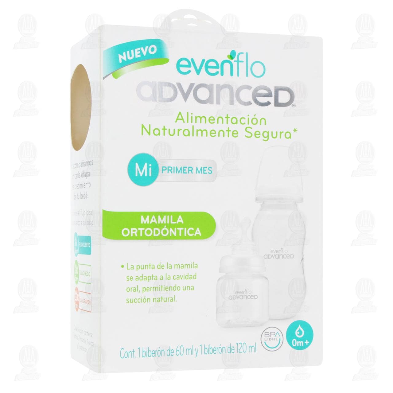 Biber&oacute;n Evenflo Advanced Mamila Ortod&oacute;ntica Mi Primer Mes, 2 pzas. image number 0