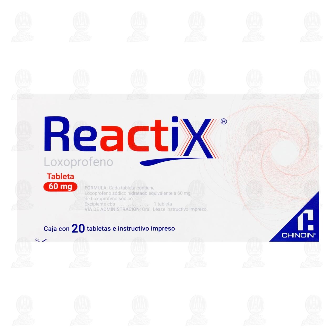 Reactix 60 mg, 20 Tabletas. image number 2