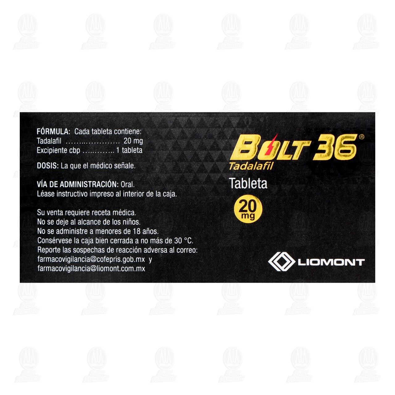 Bolt 36 20 mg, 4 tabletas. image number 2