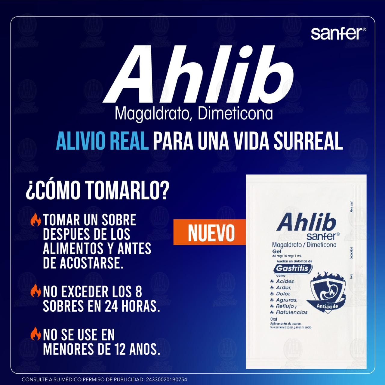 Ahlib 80mg/10mg/1ml Gel, 10 sobres de 10 ml c/u. image number 3