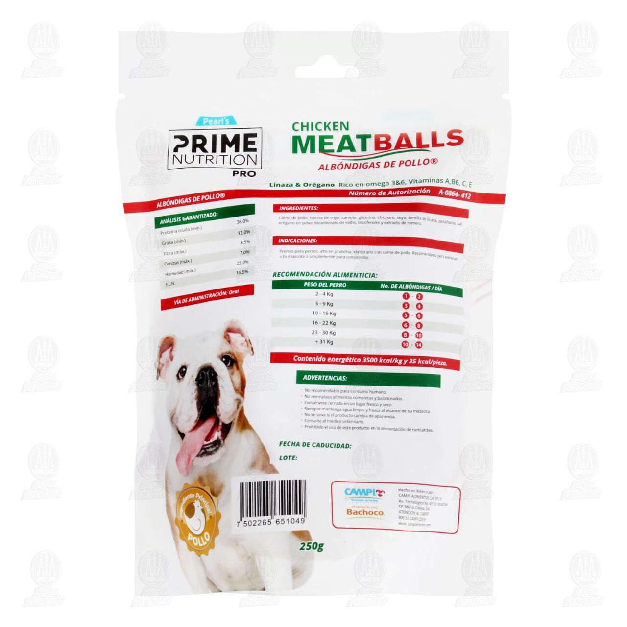 Premio para Perros Pearl's Prime Nutrition Pro Chiken MeatBalls, 250 gr. image number 1