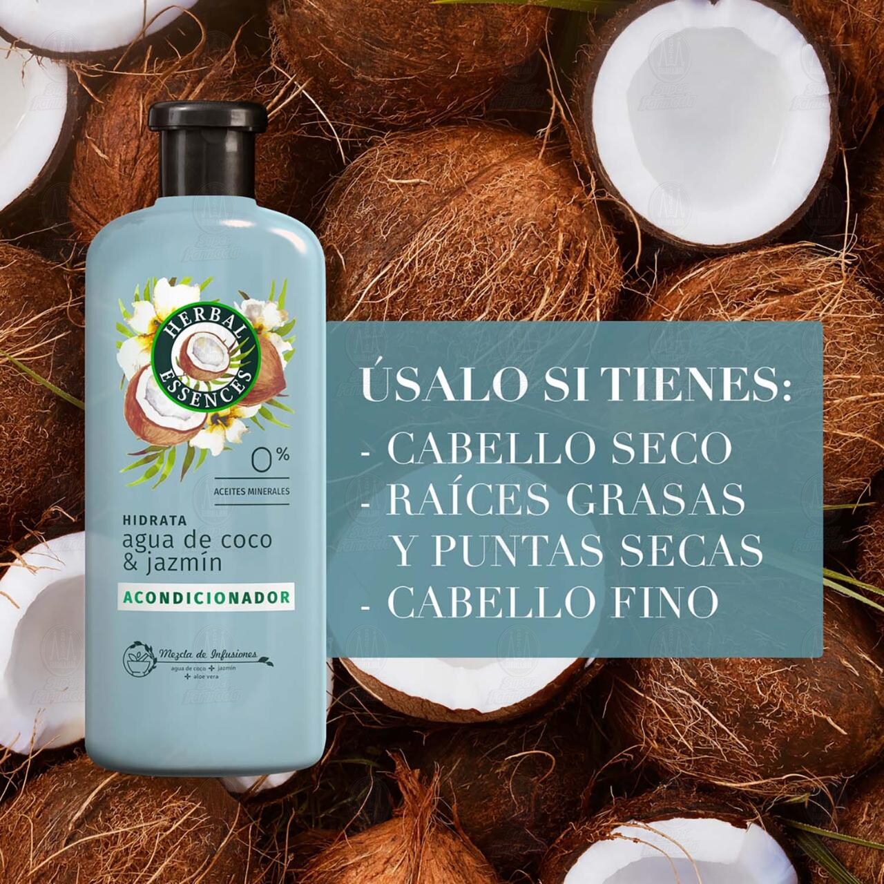 Acondicionador Herbal Essences Hidrata Agua de Coco & Jazm&iacute;n, 400 ml. image number 2