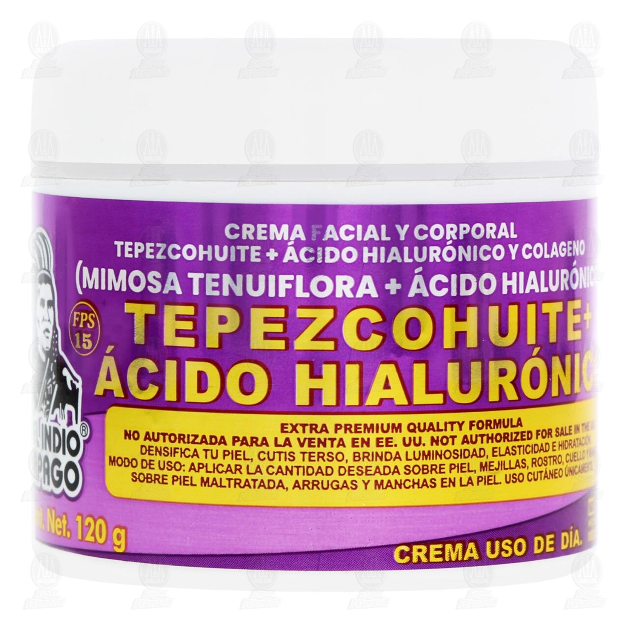 Crema Facial y Corporal Del Indio Papago Tepezcohuite + Ácido Hialurónico Uso de Día, 120 gr. image number 0