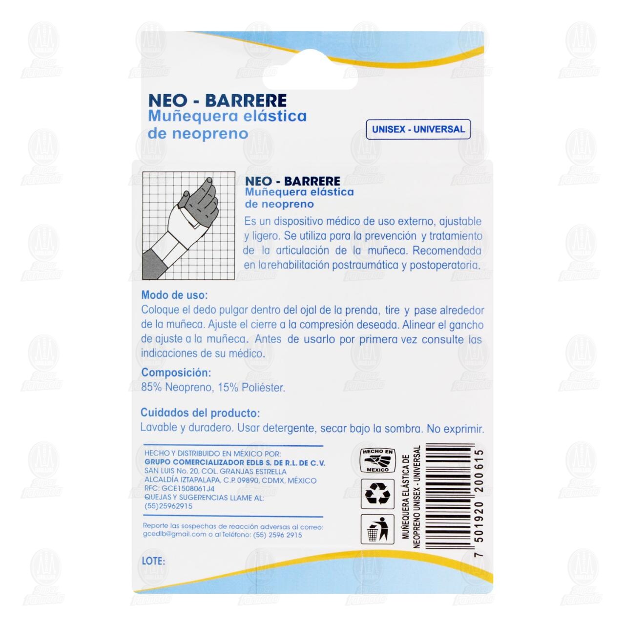 Mu&ntilde;equera El&aacute;stica Barrere de Neopreno Unisex, 1 pz. image number 2