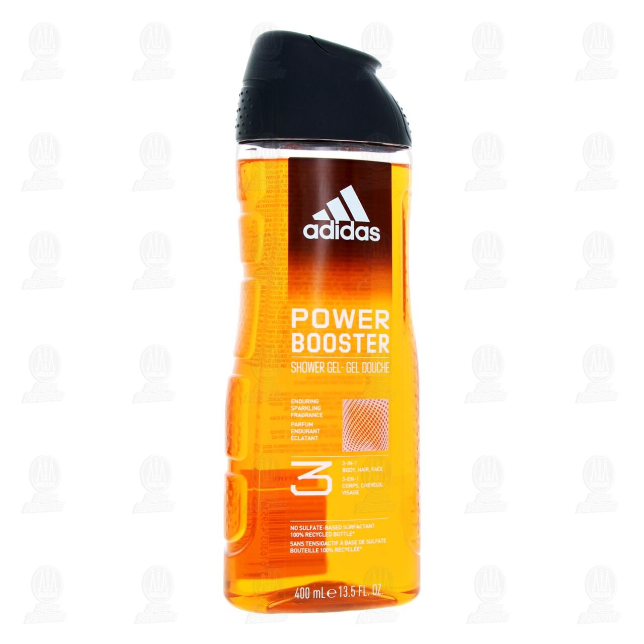 Shower Gel Adidas Power Booster 3 en 1, 400 ml. image number 0