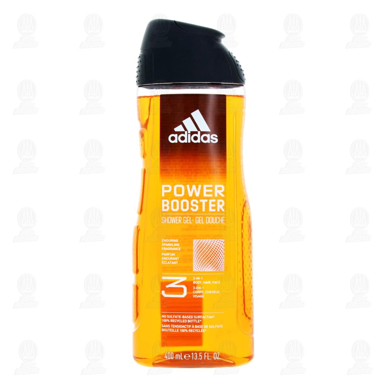 Shower Gel Adidas Power Booster 3 en 1, 400 ml. image number 1