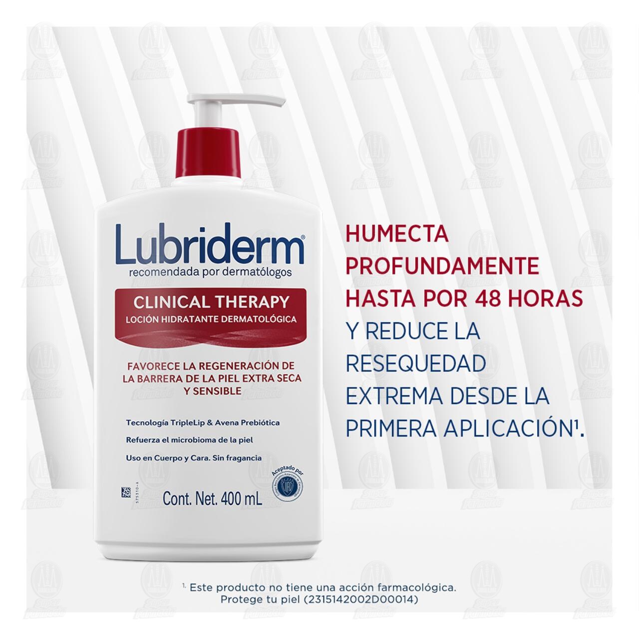 Loci&oacute;n Hidratante Lubriderm Clinical Therapy Cuerpo y Cara, 400 ml. image number 3