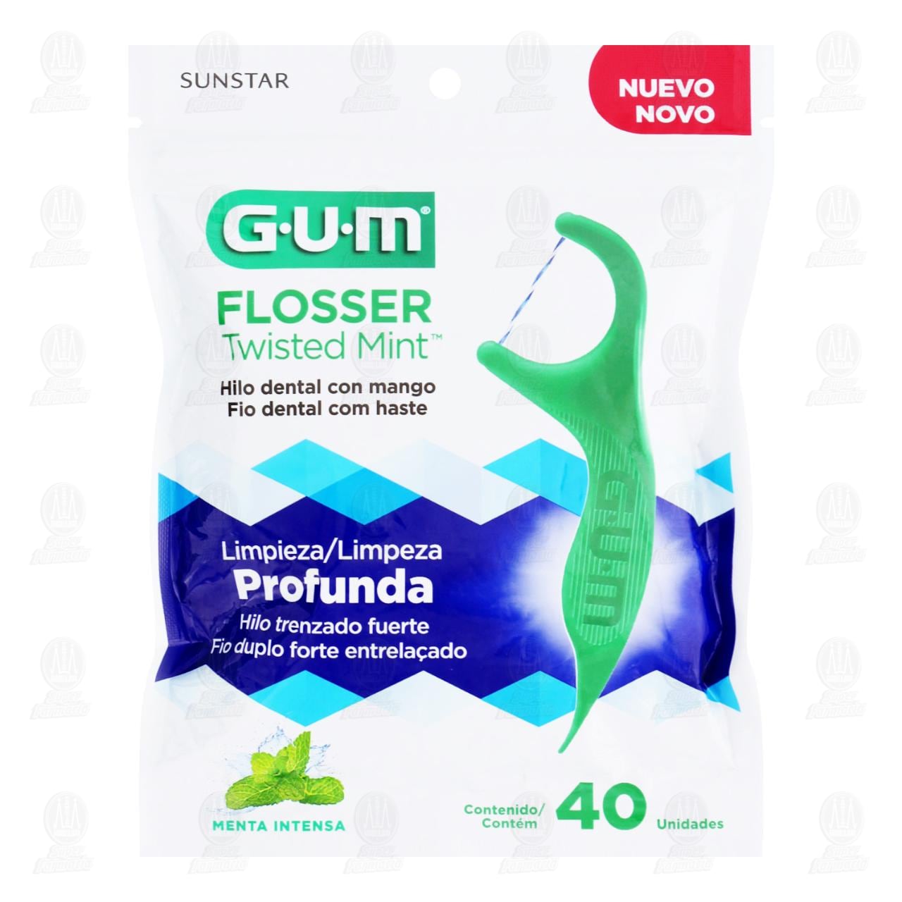 Imagen para Hilo Dental Gum Flosser Twisted Mint, 40 pzas.