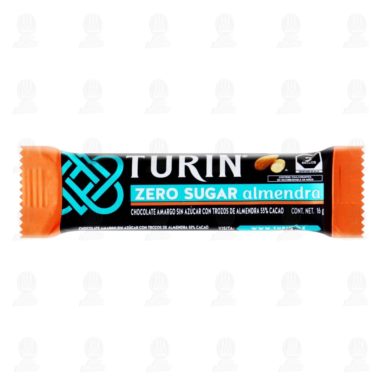 Imagen para Chocolate Amargo Turin Zero Sugar Almendra, 16 gr.