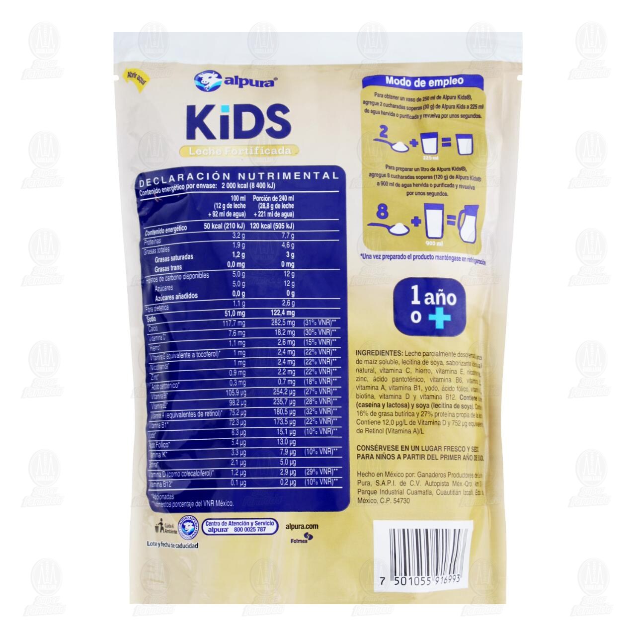 Leche en Polvo Alpura Kids Leche Fortificada, 480 gr. de ALPURA ...