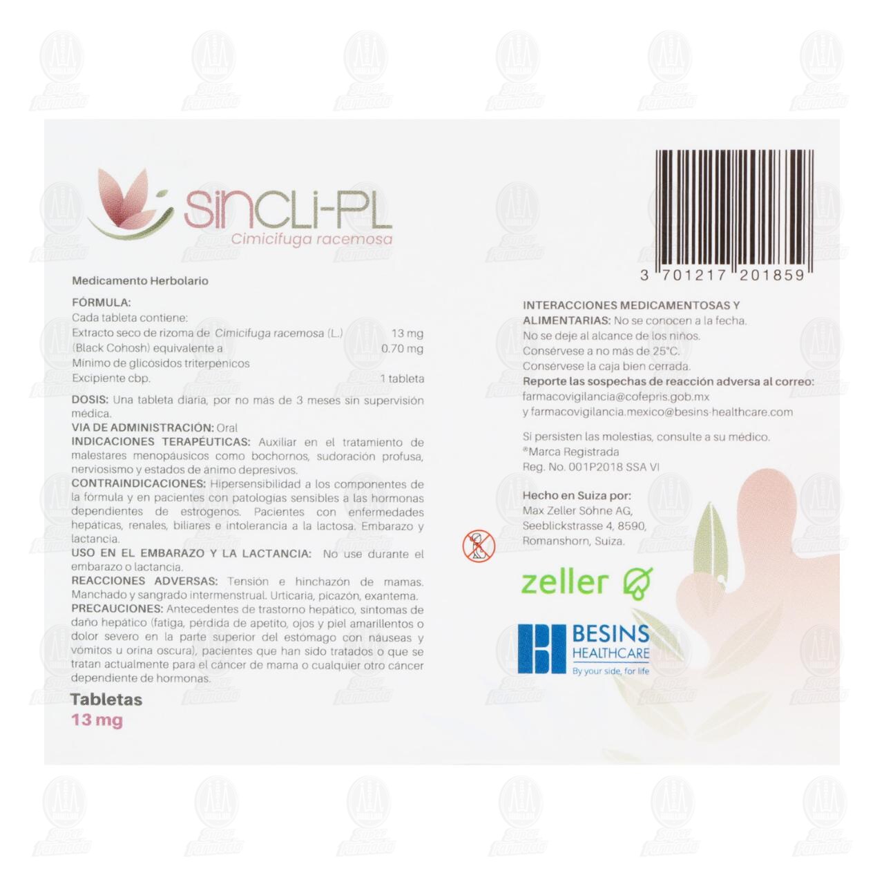 Sincli-PL 13 mg, 30 Tabletas. image number 2