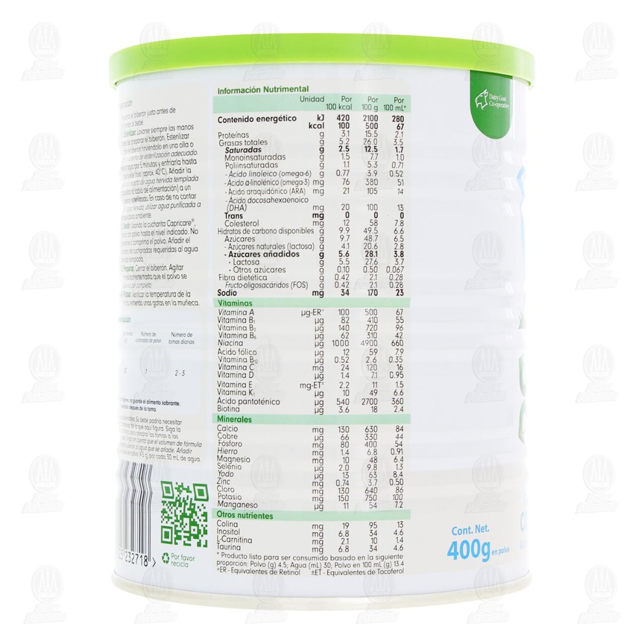 F&oacute;rmula Infantil Capricare De Continuaci&oacute;n a Partir de 6 Meses de Edad, 400 gr. image number 2