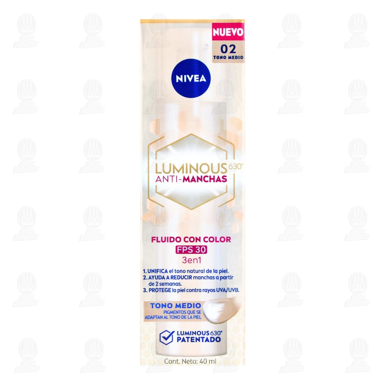 Nivea Luminous 630 Anti-Manchas Fluido con Color FPS30 Tono Medio, 40 ml. image number 1