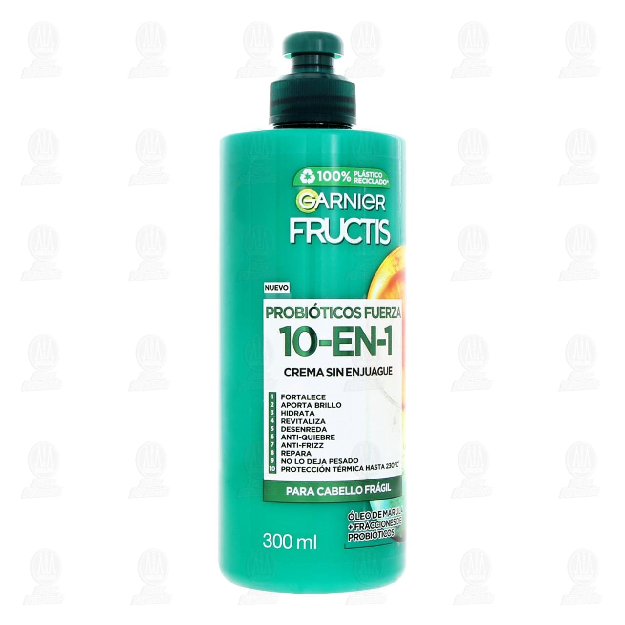 Imagen para Crema Capilar Garnier Fructis Sin Enjuague Probióticos Fuerza 10 en 1, 300 ml.